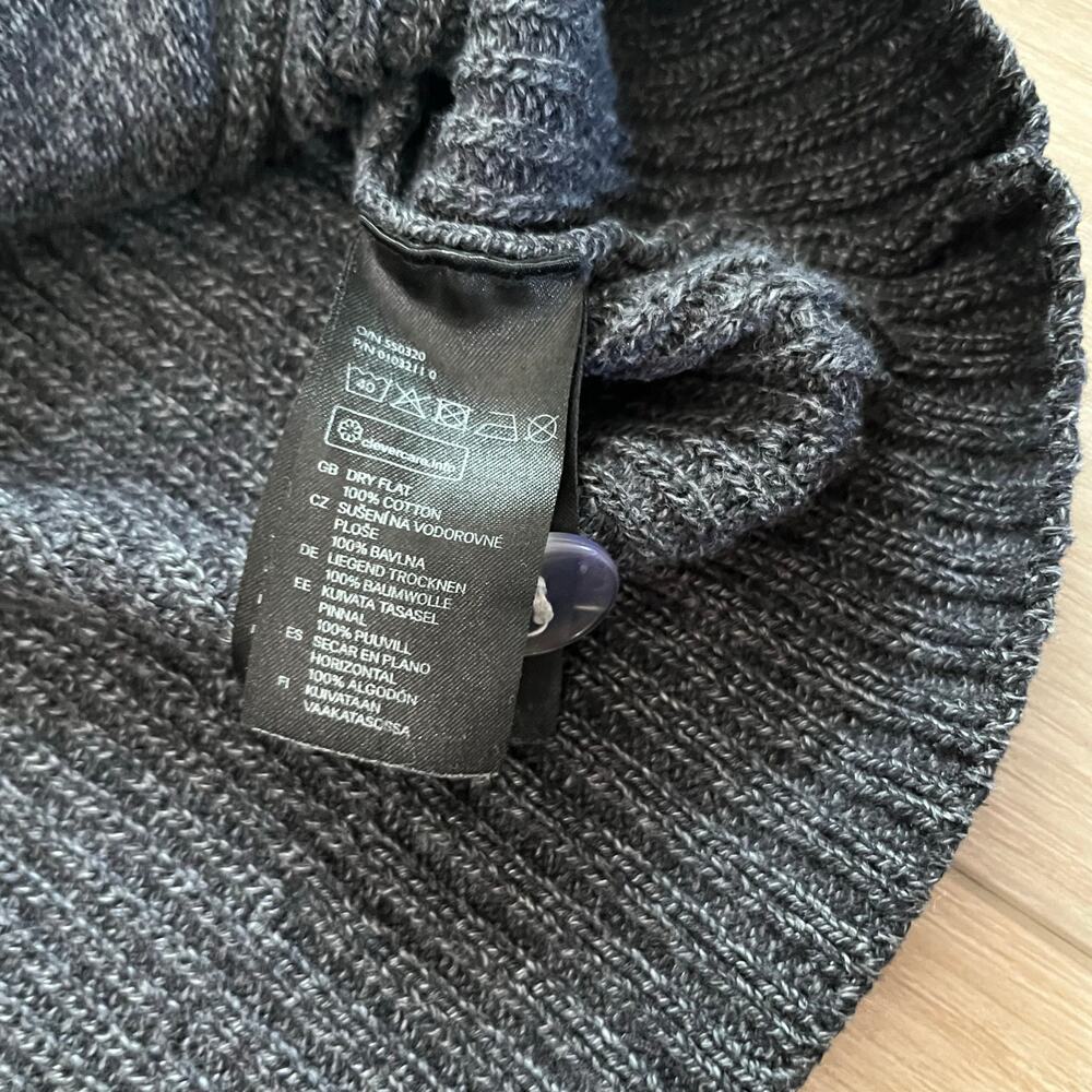 🩷 H&M Dark Gray Heavy Cable Knit Cardigan Sweater Sz L - Picture 5 of 8